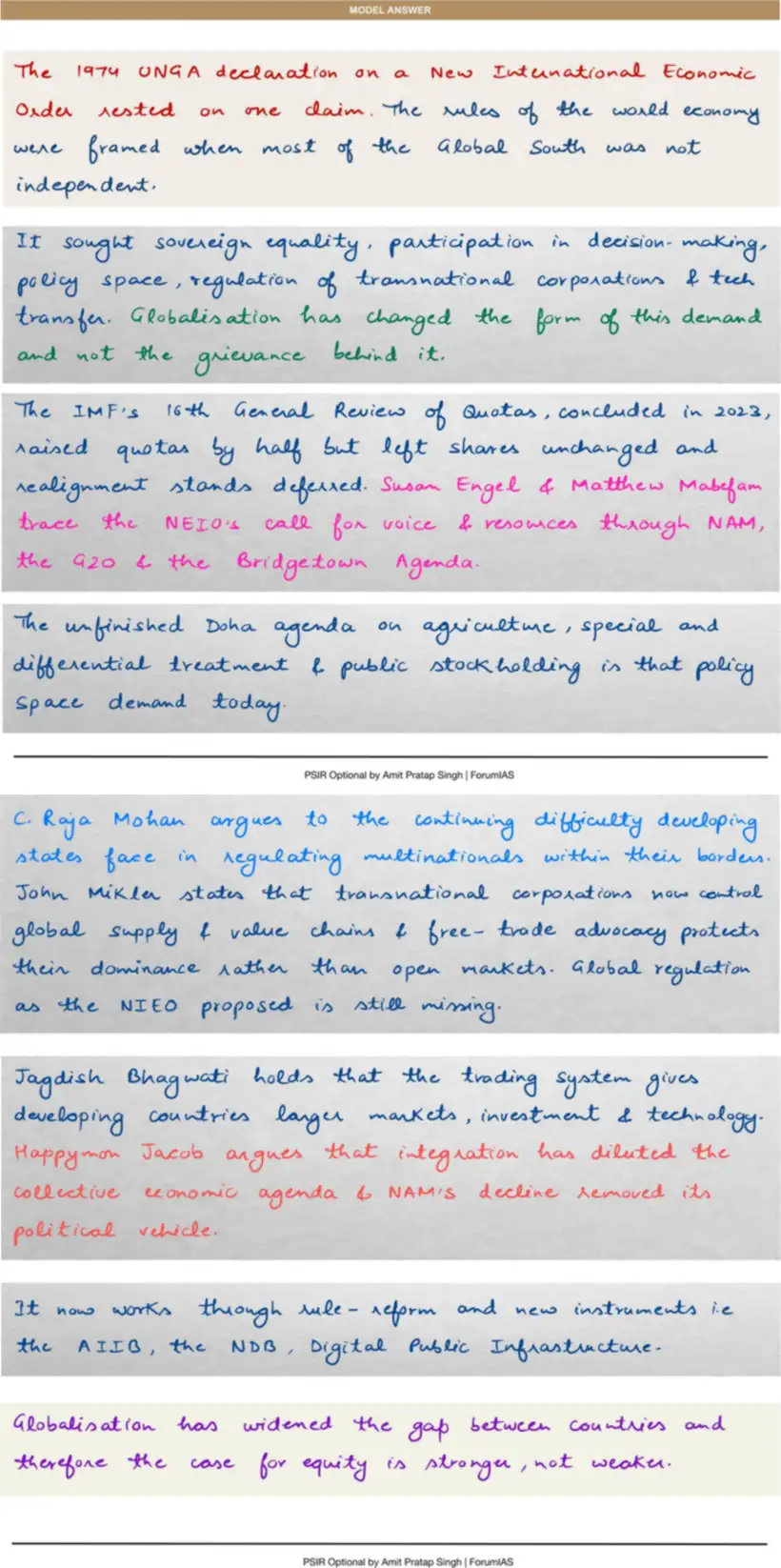 Handwritten model answer — UPSC PSIR 2022, India & the Global South