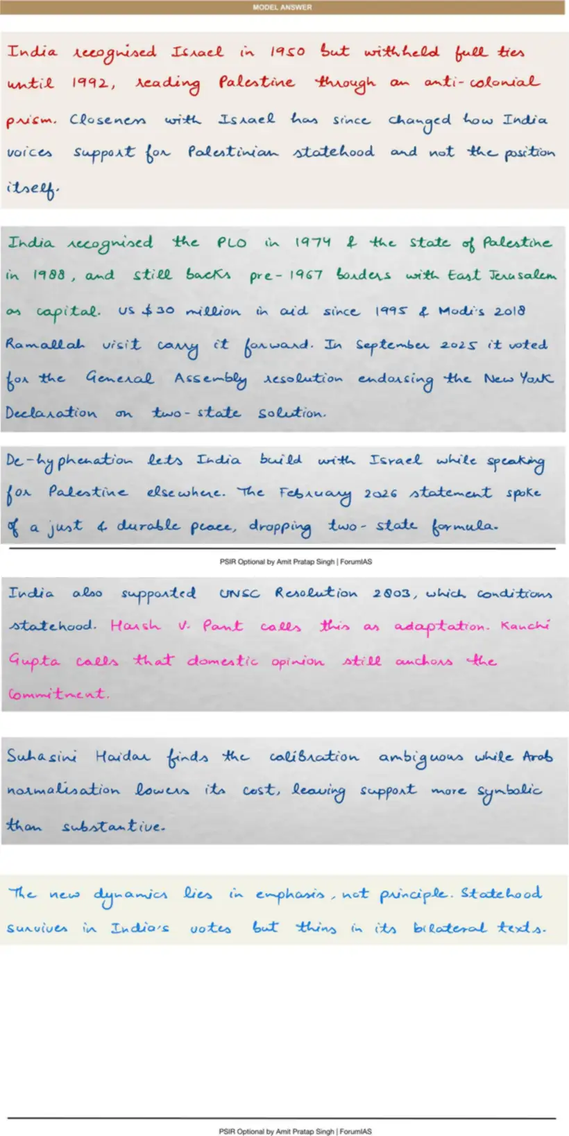 Handwritten model answer — UPSC PSIR 2017, Recent Developments in Foreign Policy — Part 2