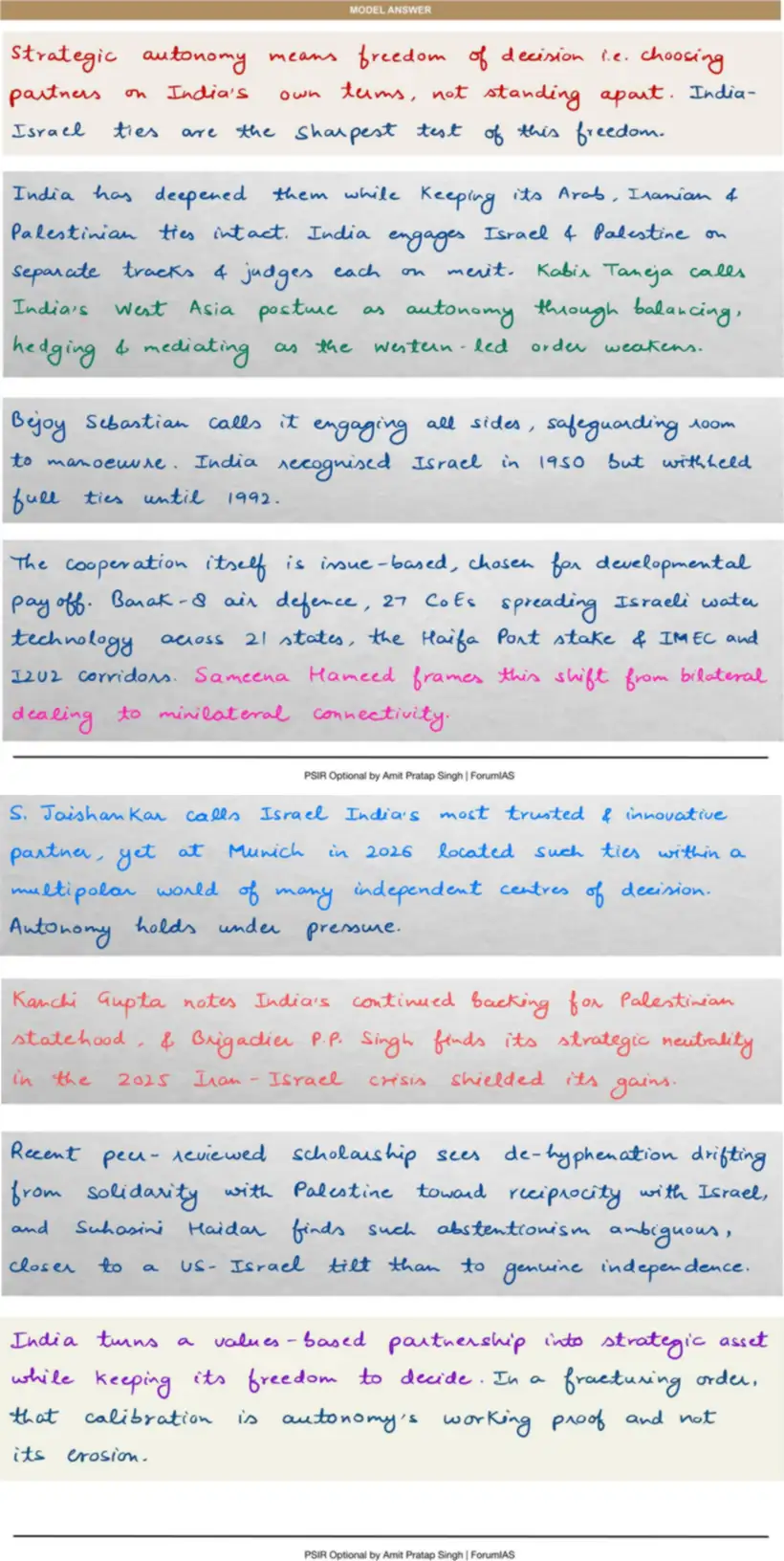 Handwritten model answer — UPSC PSIR 2022, Recent Developments in Foreign Policy — Part 2
